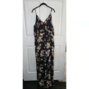 Xhilaration Black Floral Spaghetti Strap Wide Leg Jumpsuit Juniors Size XL
